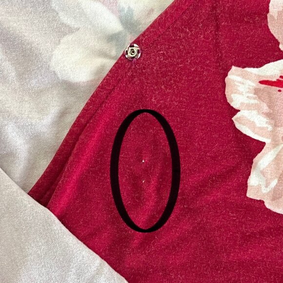 Old Navy Faux-Wrap Jersey Dress Women Size Large Burgundy Floral Waist-Defined - Picture 9 of 15